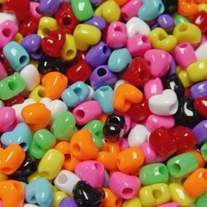 Multicolored Heart Shaped Beads - Pack of 100