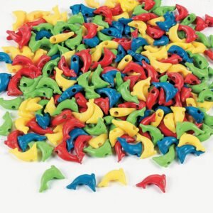 Multicolored Dolphin Shaped Beads - Pack of 100