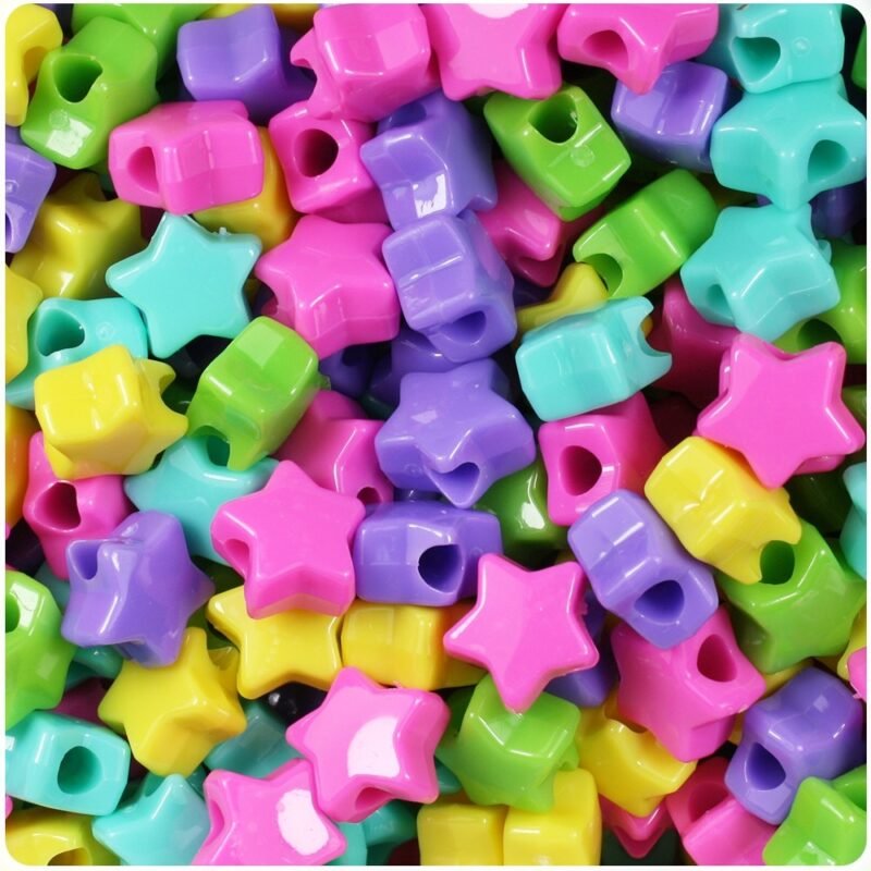 Multicolored Star Shaped Beads - Pack of 100