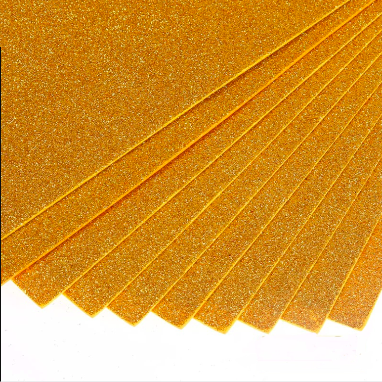 Glitter Foam Sheet Golden pack of 10