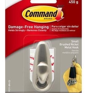 Command™ Small Forever Classic Brushed Nickel Metal Hook