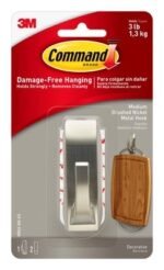 Command™ Medium Modern Reflections Brushed Nickel Metal Hook