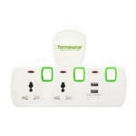 Terminator 2 Way Universal T Socket With 2USB