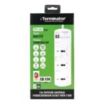 Terminator 3 Way Universal Power Extension Socket With 2USB