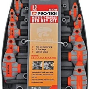Protech 10 Pc Metric T-Handle Hex Key Set with Rubber Grip